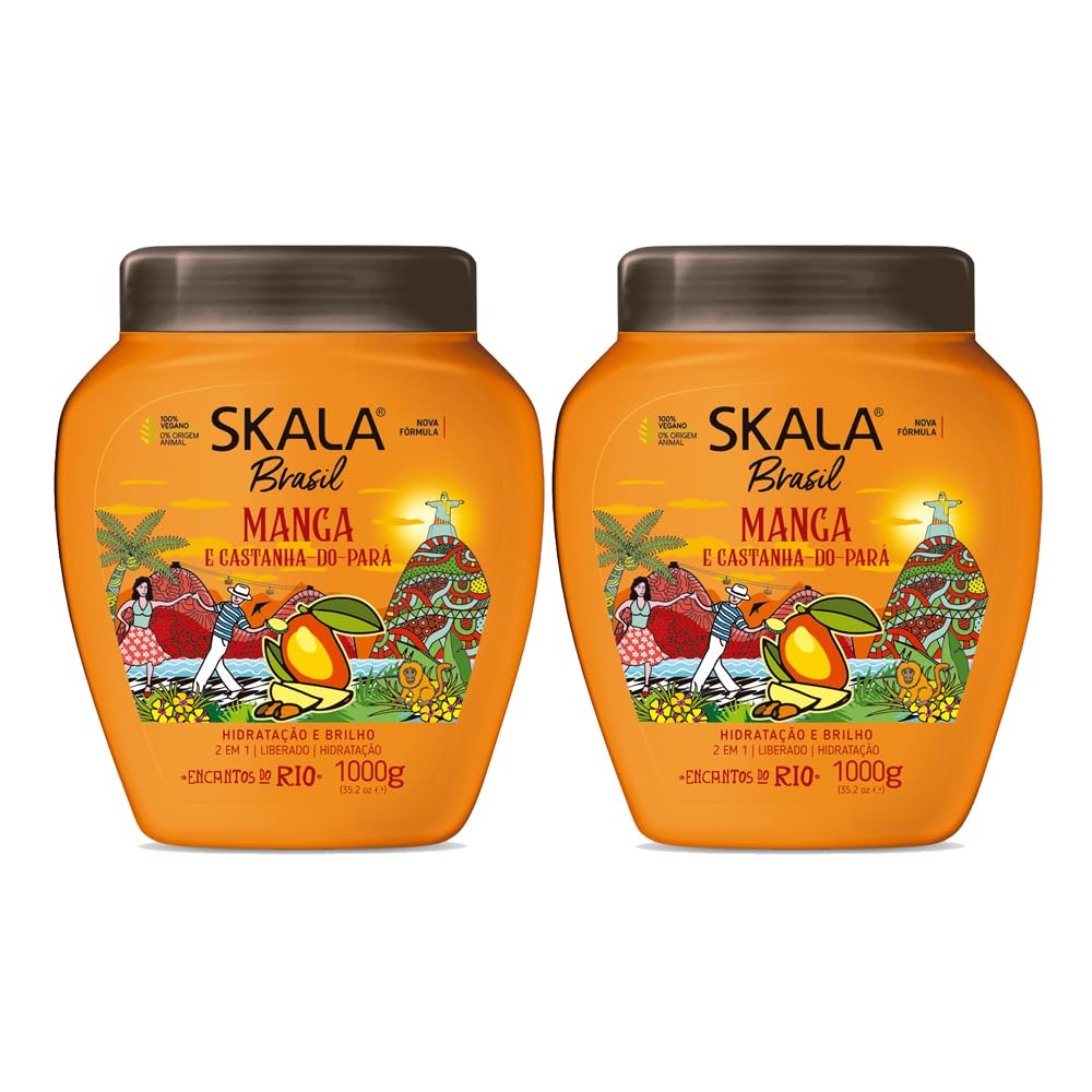 Pack 2 - SKALA Crema ACONDICIONADORA Manga E CASTANHA para 1000ML, Negro, Estandar