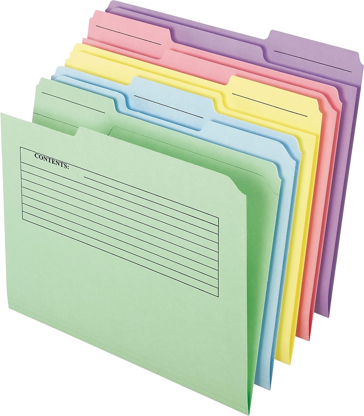 Pendaflex Printed Notes File Folders, 1/3 Cut, Top Tab, Letter Size, Assorted Colors (45269), 30 per pack