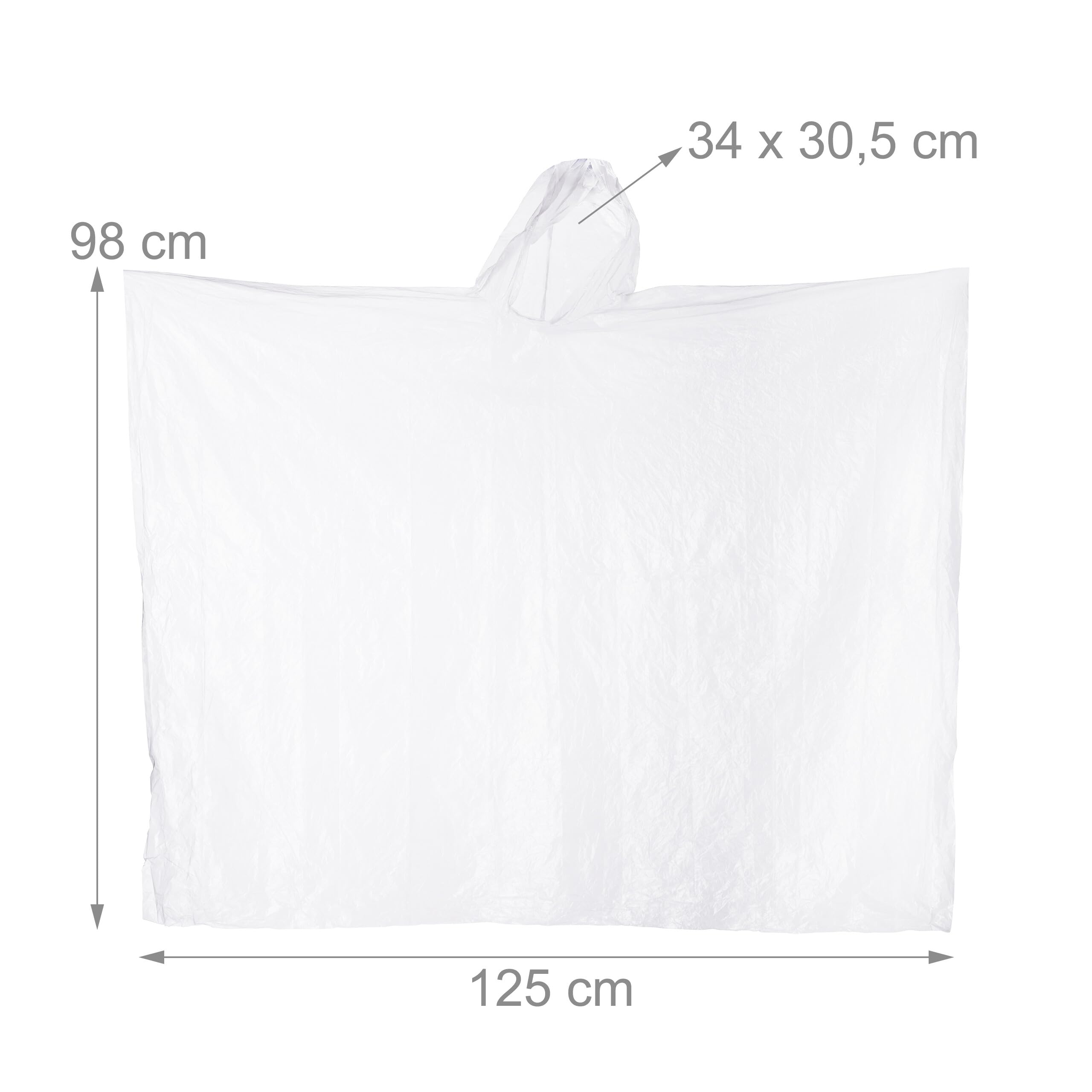 Relaxdays Lot de 20 ponchos de pluie, jetables, avec capuche, pour festival, urgence, pour homme et femme, couleur au choix