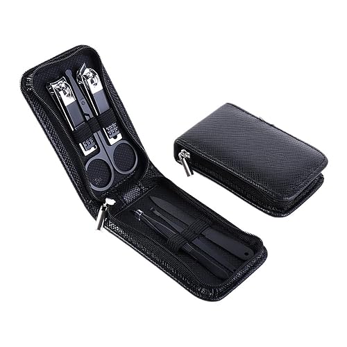 Juego de manicura de 4 piezas6 piezas, herramientas profesionales de uñas con estuche de viaje negro, bolsa con cremallera, tijeras de uñas, juego