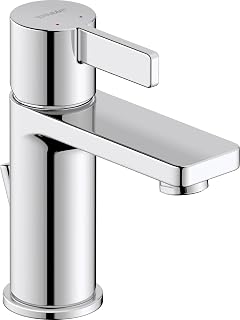 Duravit D-Neo Waschtischarmatur, Größe S (Auslauf Höhe 87 mm). Wasserhahn Bad mit Zugstangen-Ablaufgarnitur, Chrom