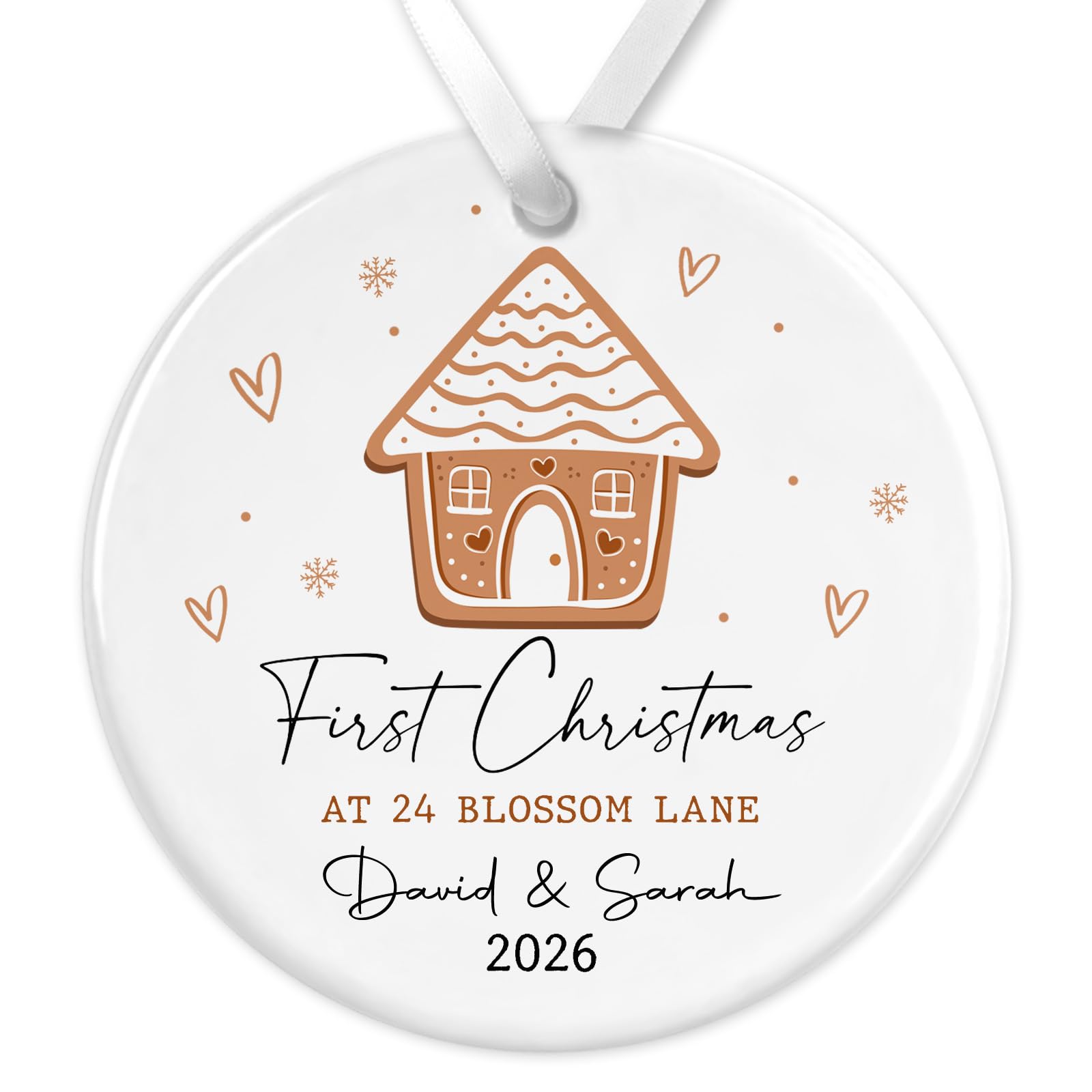 Personalised Christmas Bauble | First Christmas At New Home Baubles | 1st Christmas At Ornament | Custom New House Bauble Keepsake | Christmas New Home Gift (Gingerbread House)