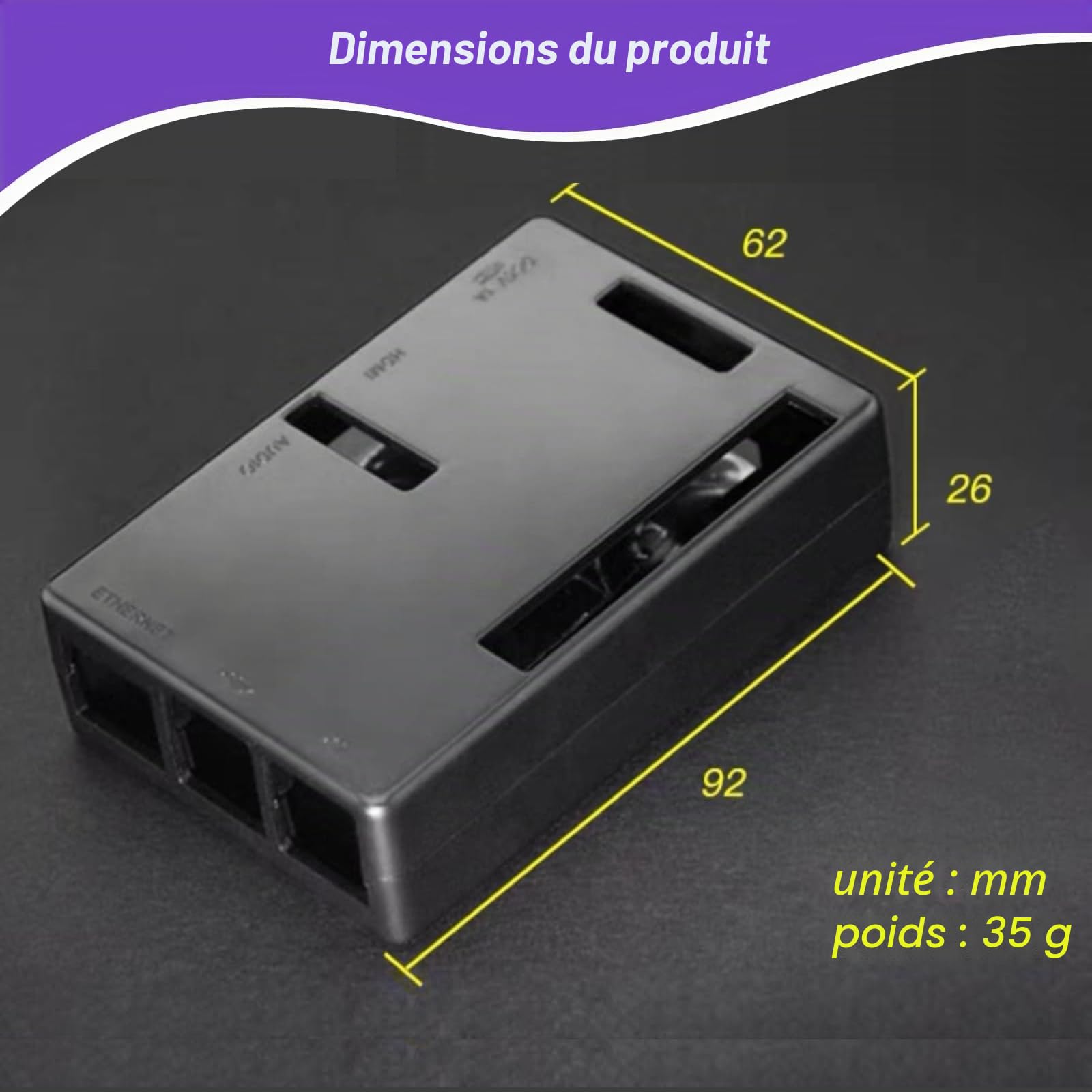 pour Raspberry Pi Modèle B + et Pi 2 Modèle B Boîte, B + Boîtier Noir en Plastique ABS Couverture Shell Sac Boîtier Ordinateur Boîte Fit pour Raspberry Pi 2 Modèle B