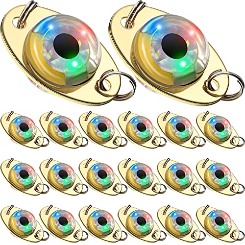Skylety 20 Pieces LED Fishing Lures Lighted Fishing Spoons Underwater Flasher Bass Halibut Saltwater Trolling Deep Drop LED Lighted Bait Flasher