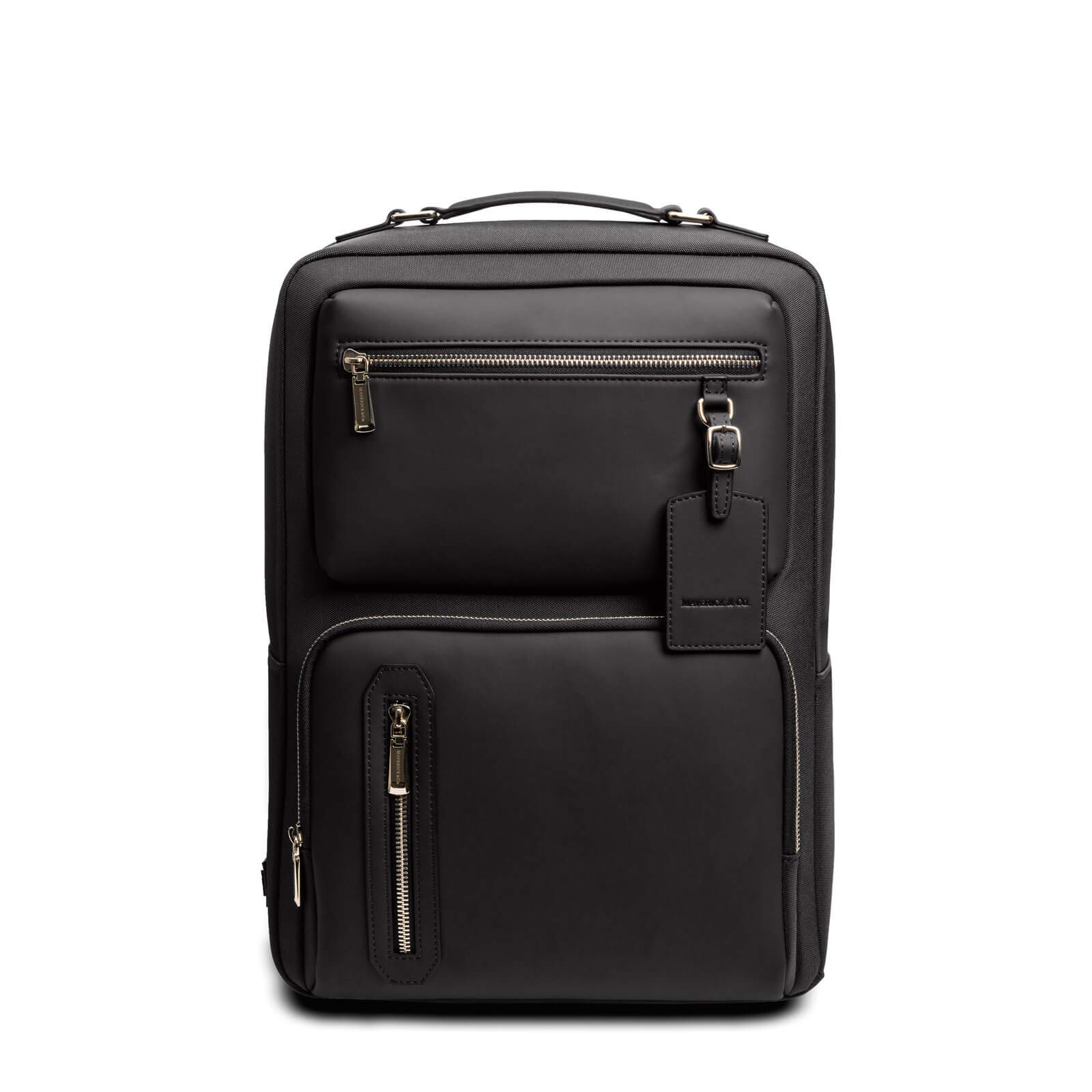 Photo 1 of Maverick & Co. Explorer Light 16L Laptop Backpack for Men & Women - Slim Lightweight Nylon & Vegan Leather Work & Travel Bag, Fits 16" Laptop (Black)