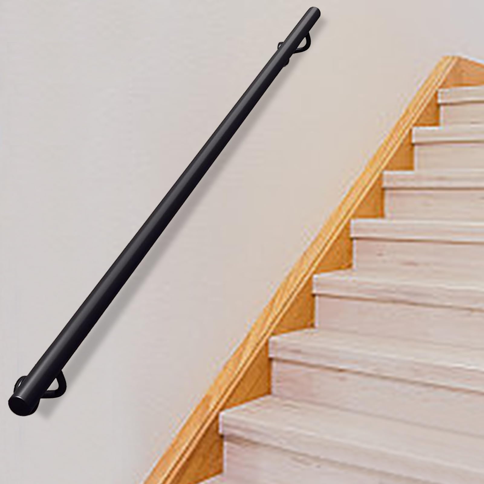 GHFXSCV Black Stair il - 6ft/10ft/14ft/15ft Metal Wrought Iron ilsRound Pipe Banister for Indoor & Outdoor Steps Sturdy Black ils (11.5ft/350cm)