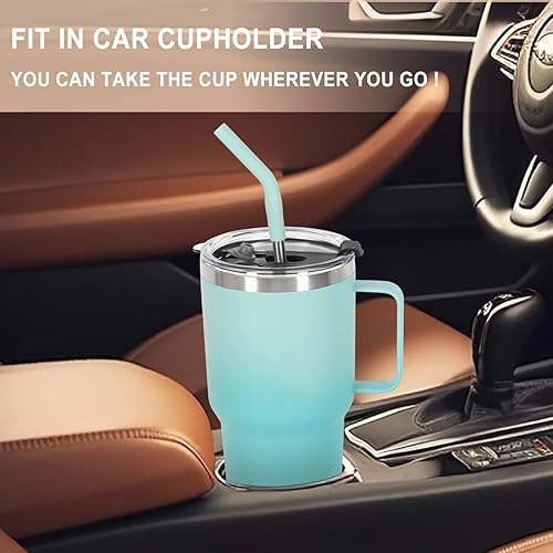 Miniatura 4 de Wzaytia Vaso aislado de 30 onzas con asa, de acero inoxidable, vaso de viaje de acero inoxidable, taza de café aislada de doble pared, a prueba de