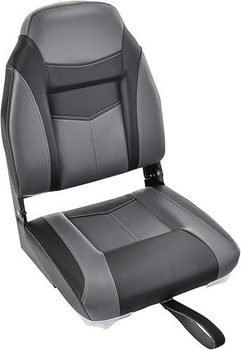 GYMAX Asientos de barco plegables con respaldo bajo/alto con tornillo de acero inoxidable incluido, sillas plegables de capitán de barco para pesca