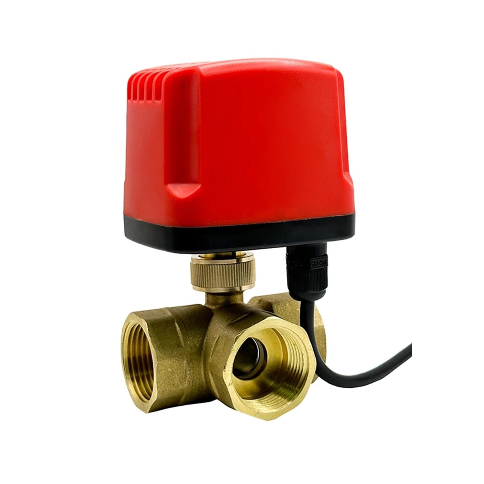 Valvola a sfera motorizzata impermeabile a tre vie da 1/2" 3/4" 1" 2" Valvola a sfera elettrica in ottone a tre fili e due controlli(1-1/4",L TYPE_24VDC_CR02)
