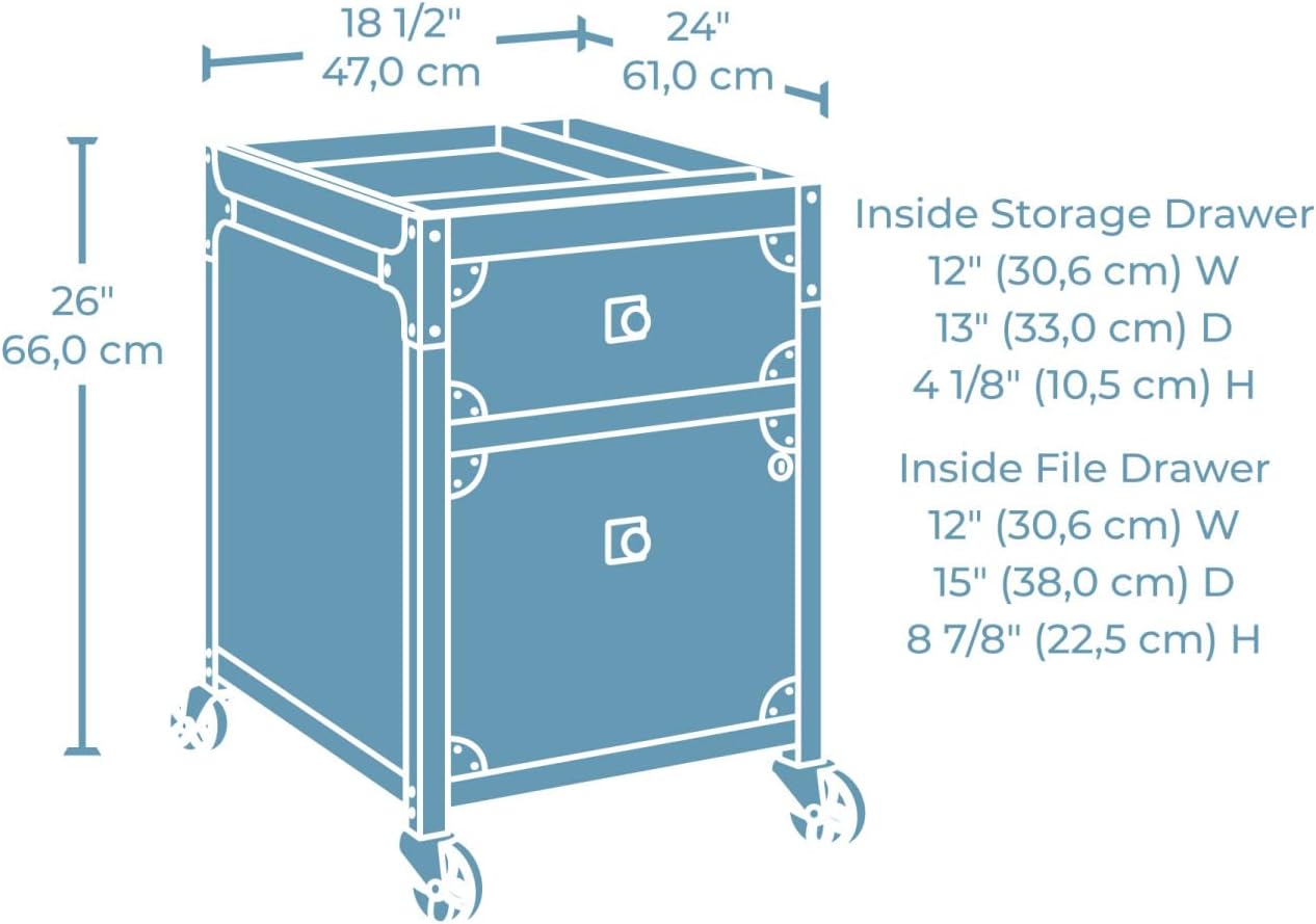 File Pedestal - Brown Finish with Lockable Drawer and Smooth-Casters for Office & Home Use