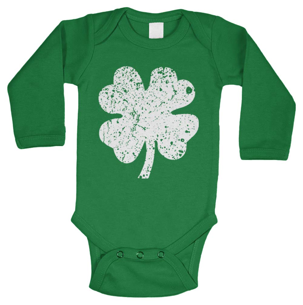 TcomboDistressed Four Leaf Clover - Luck Irish Bodysuit