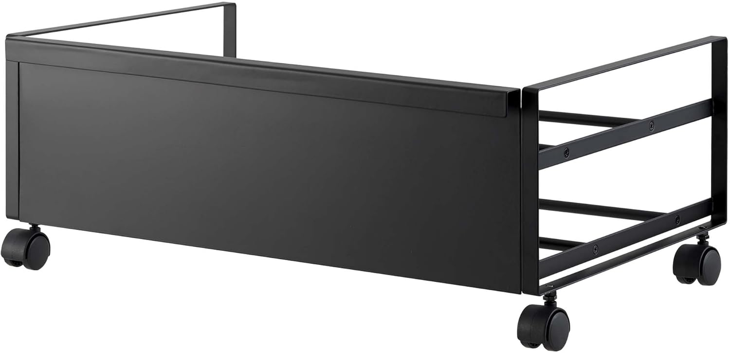 Yamazaki Home, Low-Profile Hidden Storage Rolling Shoe Rack, One Size, Black