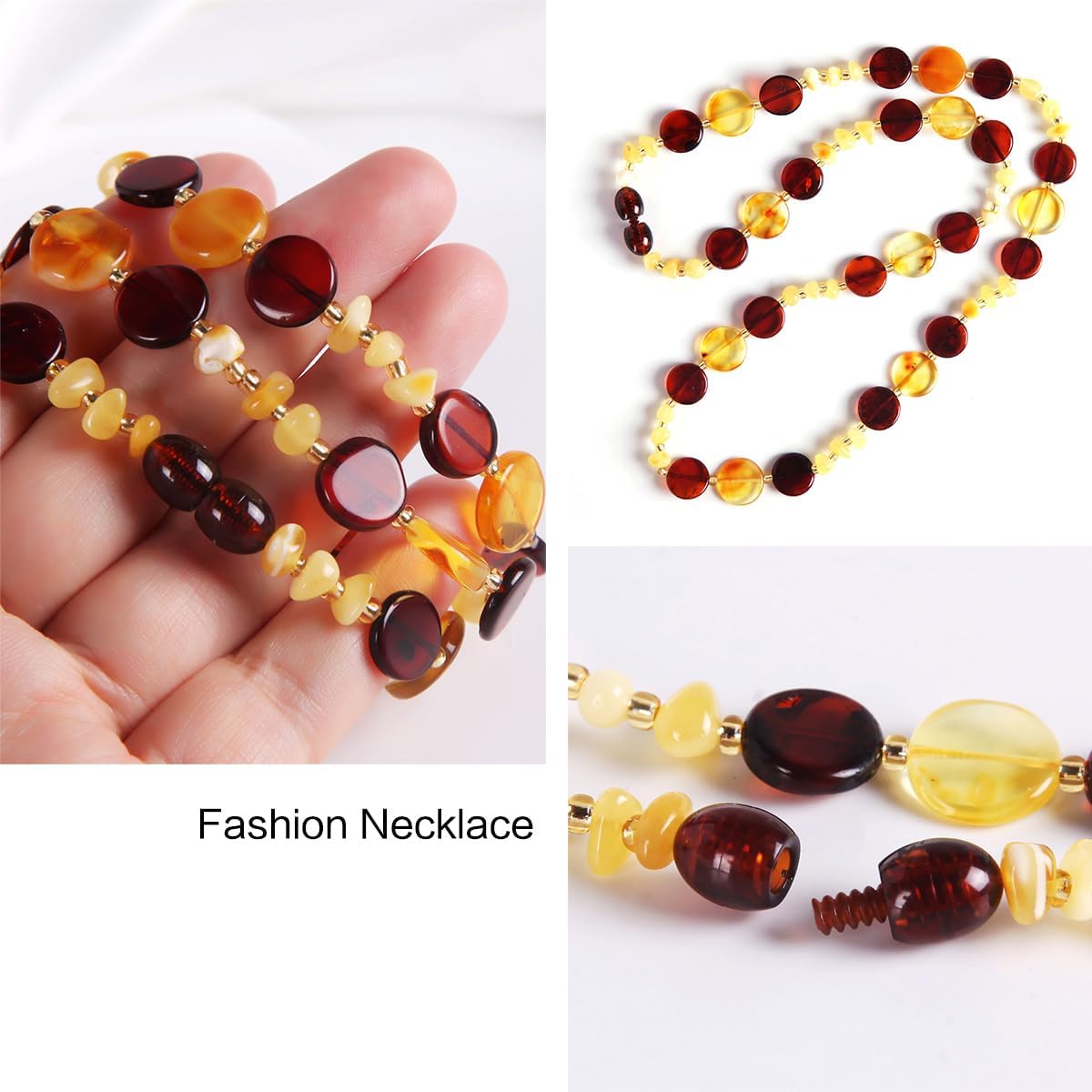 Natural Baltic Amber necklace for Adults Women or Men/Baroque Shape Polished Amber Beads Certified Amber Jewelry