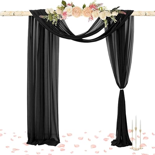 Miniatura 6 de FUHSY Tela de gasa azul polvoriento, 2 paneles de 6 yardas, arcos de boda para ceremonia, tela transparente para drapeado de cenador para fiestas,