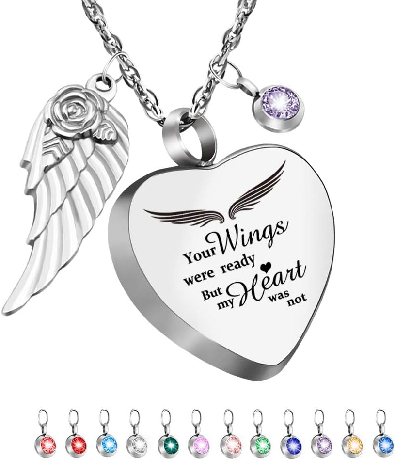 Dletay 재용 하트 항아리 목걸이 12개의 탄생석 화장 주얼리 재용 - Your Wings Were Ready My Heart Was Not — 사진 1
