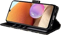 Vista 4 de Asuwish Funda compatible con Samsung Galaxy A32 5G de 6.5 pulgadas, protector de pantalla de vidrio templado, tarjetero con función atril para Negro
