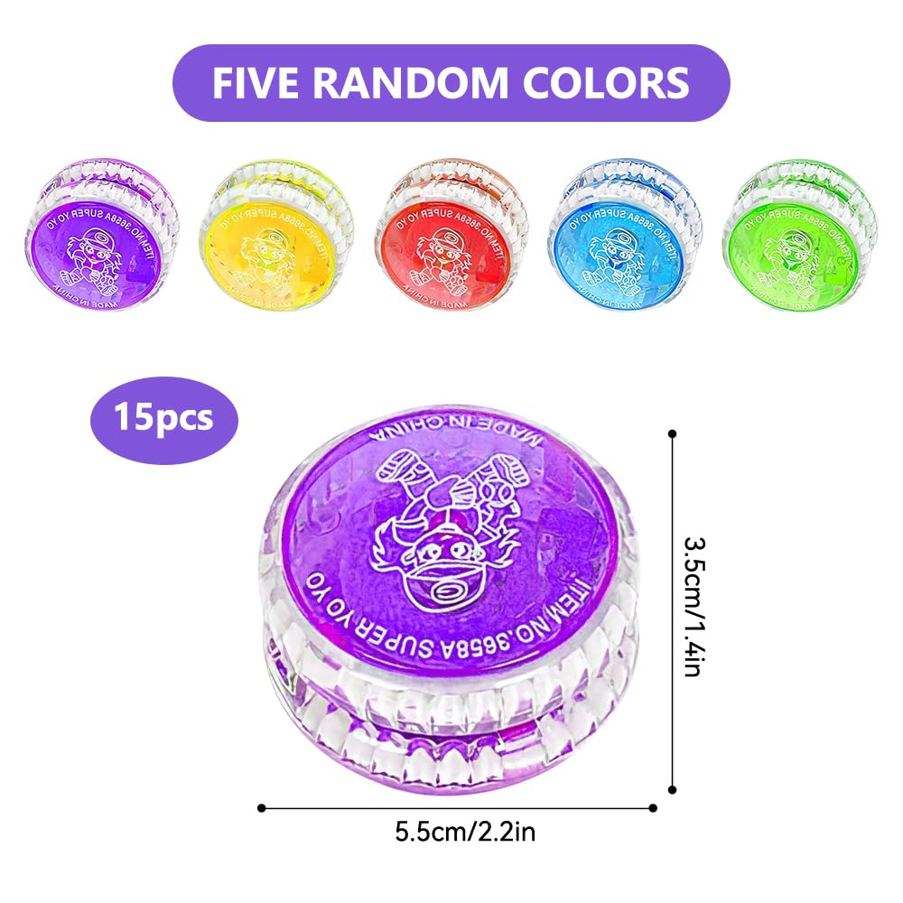 15 pièces Jouets Yoyo LED, Yo-Yo Réactif en Plastique, Yoyo de Lumière LED, Yoyo Professionnel, pour Débutant Faveurs de Fête d'anniversaire