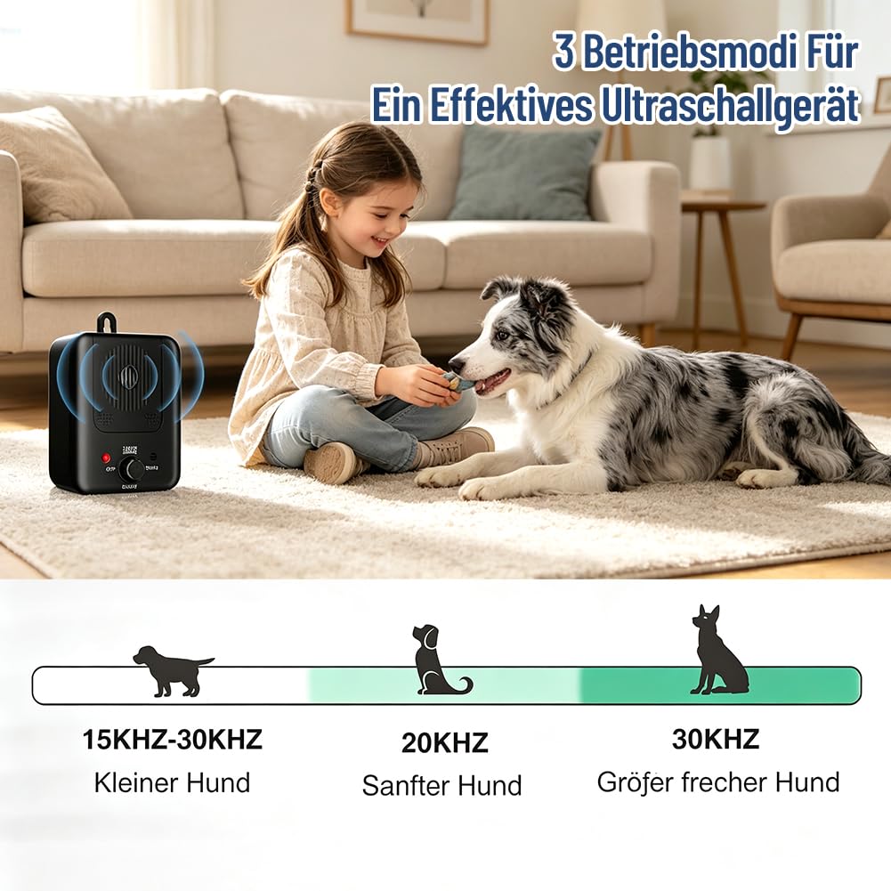 Anti Bell Gerät Hunde, 2026 Upgrade Ultraschall Hundebell Stopper, Aufladbar Ultraschall-Bellstopper mit 3 Modi, 50 Fuß Reichweite Antibell Ultraschall Gerät für Hunde Training Großer Kleiner Hunde