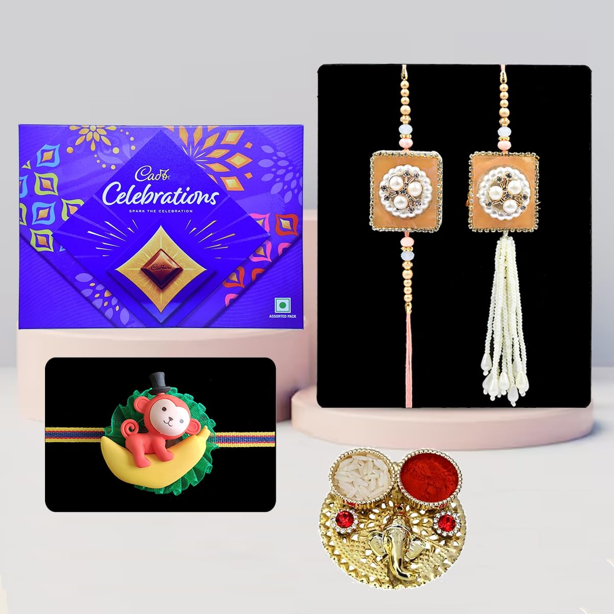Lookool Boy's Family Rakhi Set Of 3 With Chocolate Box - Rakhee For Brother - Designer Lumba Rakhee For Bhabhi - Cartoon Light Rakhi For Kid - Rakhis For Raksha Bandhan With Gift-image-18