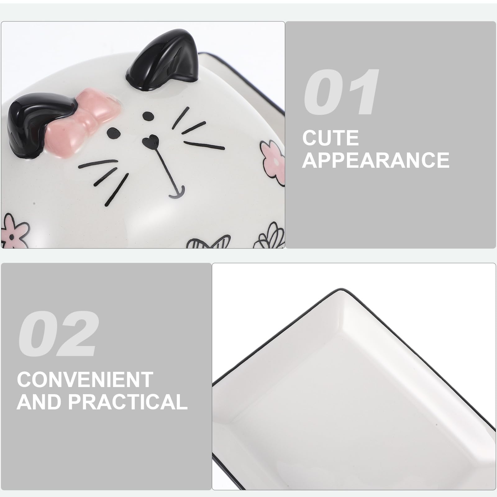 LALAFINA Beurrier en Céramique Cuisine avec Couvercle Motif Chat