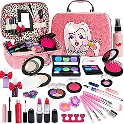 Washable Kids Makeup Girl Toys – Non Toxic Real Kids Makeup Kit for Girls Nature Make Up Set for Child Toddler Children…