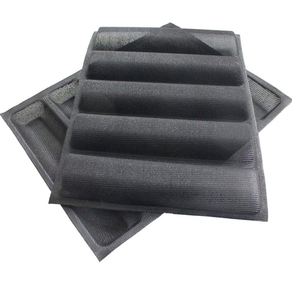 Aribrnten 2 PCS Silicone Perforated Baking Forms Sandwich Mold French Bread Pan Food Mat 5 Loaf Non-Stick Baking Liners