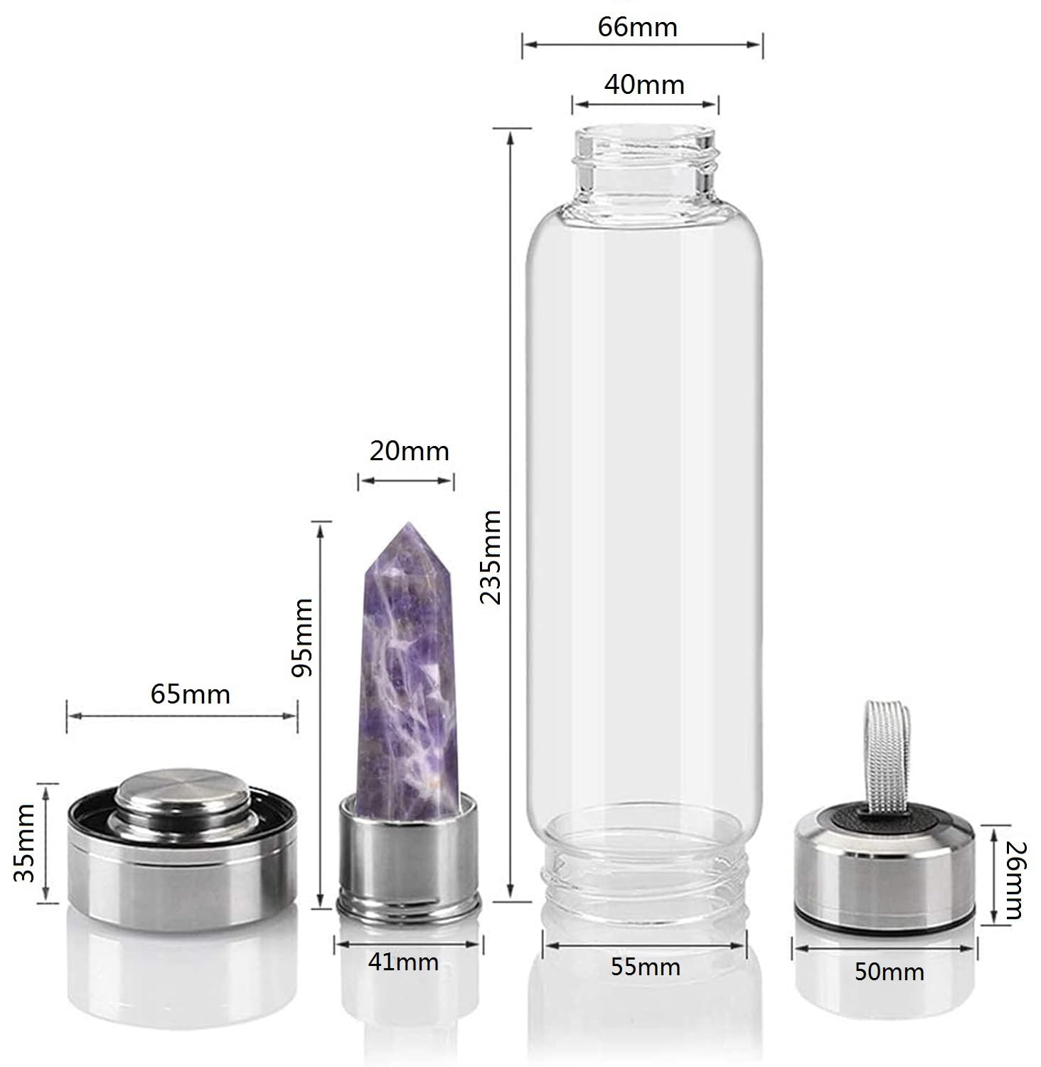 Queemie Amethyst Glass Water Bottle - Image 2