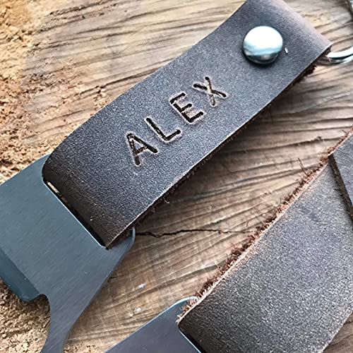 Personalized Dark Brown Leather Bottle Opener Keychain4