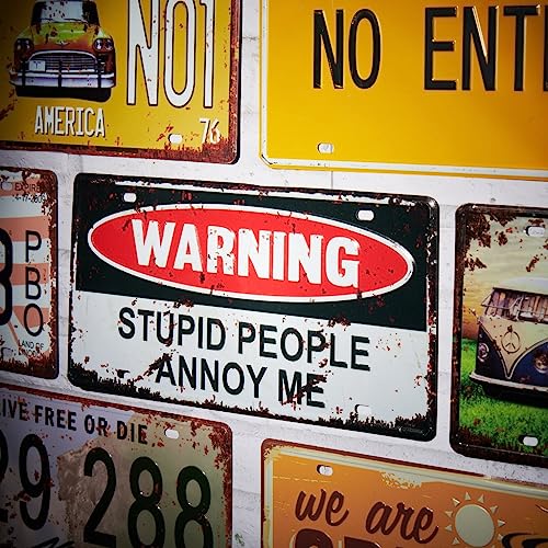 Image of Stupid People Annoy Me Multipurpose Metal Signs - License Wall Plate, Decorative Car Tag - Ideal for Cafe, Restaurant, Shop, Home, Hotel, Club, Office, Living Area