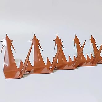 HM&DX Outdoor Wall Metal Spikes with Screws,Security Fence Bird Pigeon Spikes,Hot Dip Galvanized Anti-Theft Anti Climbing Spikes for Roof Walls Railing(L, Brown)