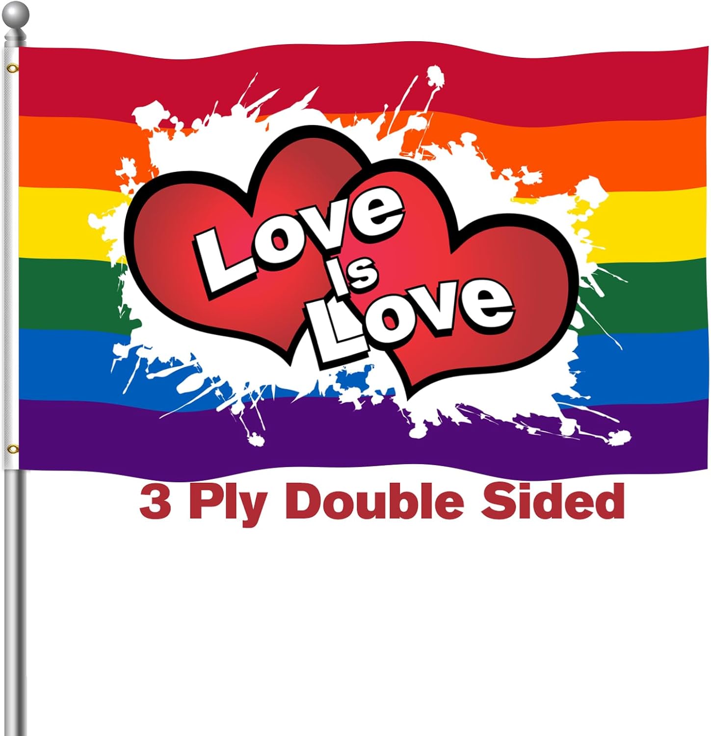 LGBTQ Pride Flag 3x5 Outdoor Double Sided 3-PLY Heavy Duty Lesbian Gay Bisexual Transgender Pride Rainbow Flags Banners with Brass Grommets for Indoor Outdoor Decorations