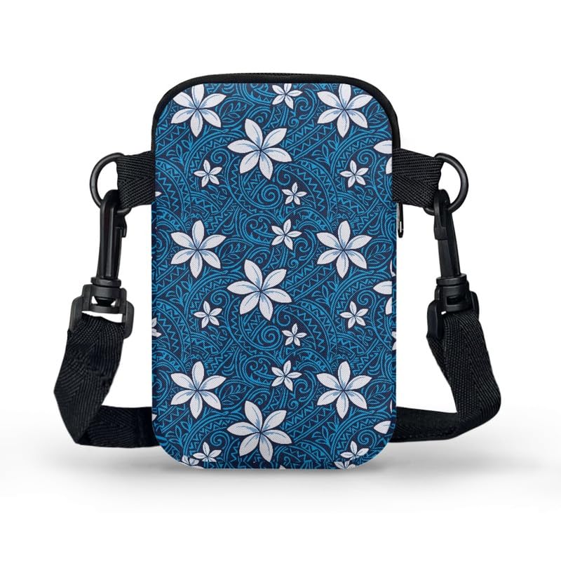 Image of Hawaiian Tribal Small Crossbody Bags for Women Cell Phone Bag Purse, Sea Turtle Zipper Sling Purses Shoulder Bag