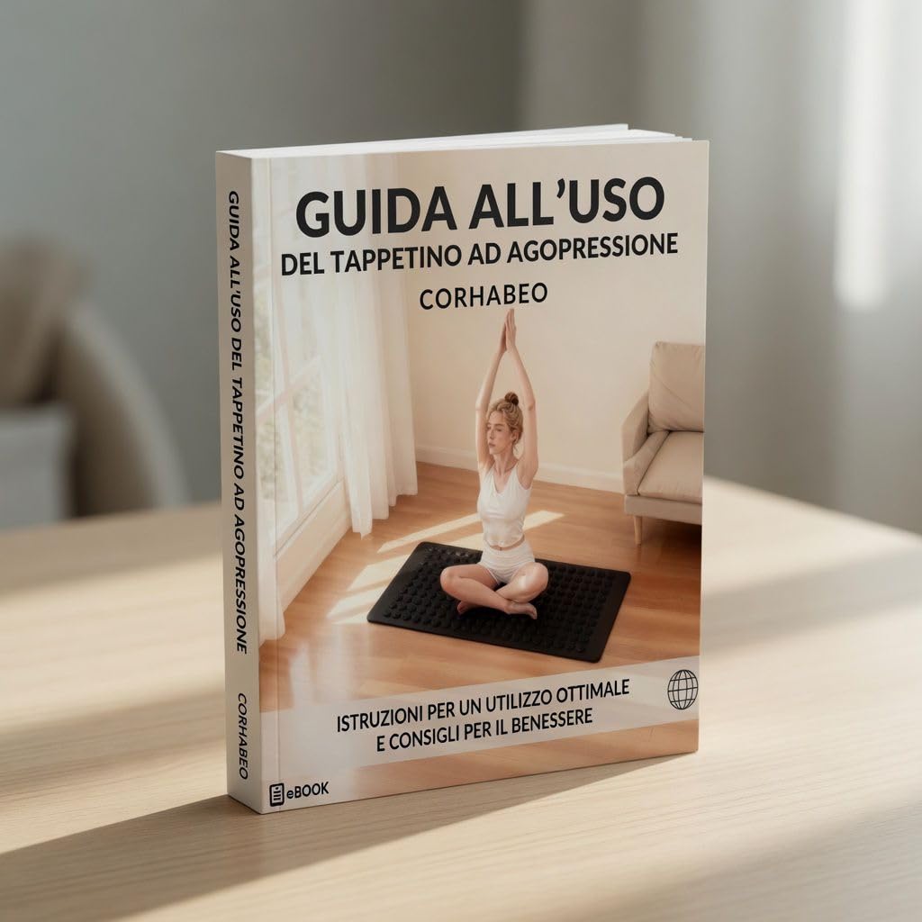 Corhabeo Tappetino Agopressione Fitness Pieghevole che Diventa Borsa a Tracolla con Guida Ebook QR Code - Aghi Fiore di Loto, Tappeto Massaggiante Corpo, Relax Mal di Schiena, 100% Cotone Biologico