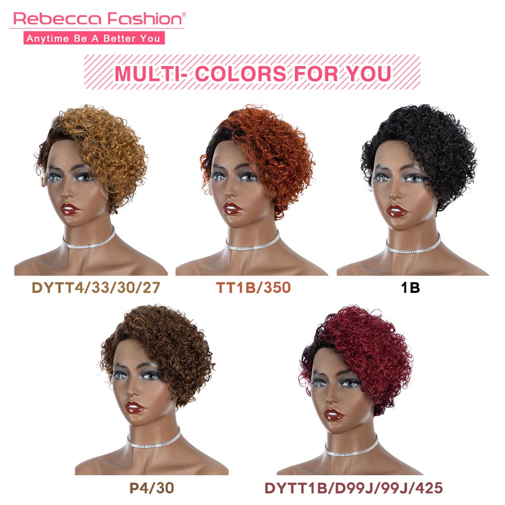 Rebecca Fashion Human Hair Curly Pixie Cut Lace Front Wig