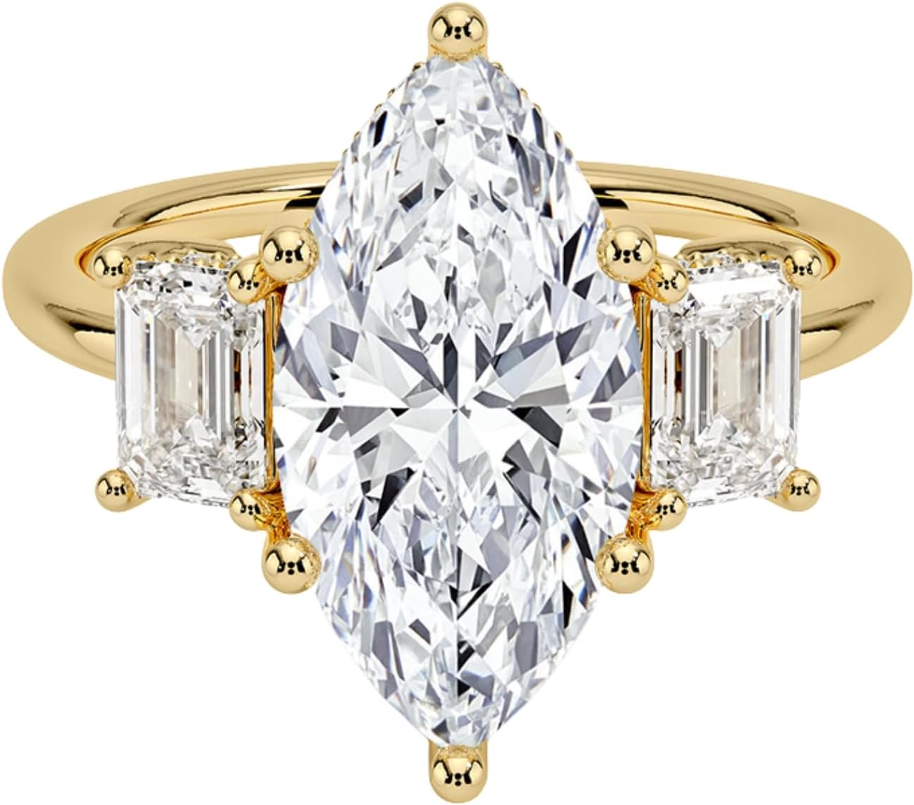 1-3 CT Marquise Cut IGI Certified Lab Grown Diamond Ring 10K 14K 18K Solid Gold Emerald Three Stone Lab Grown Diamond Engagement Ring Christmas gift for Women (E-F Color, VVS2 Clarity)