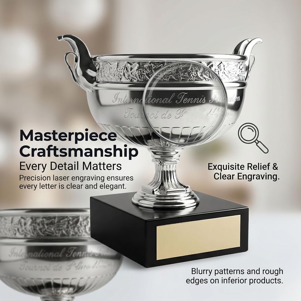 Grand Slam Tennis Trophäe Replik, French Open Stil Musketeers Cup Sammlerstück, Meisterschaft Pokal Modell, Geschenk für Tennisfans, Display Deko für Schreibtisch Büro oder Clubhaus