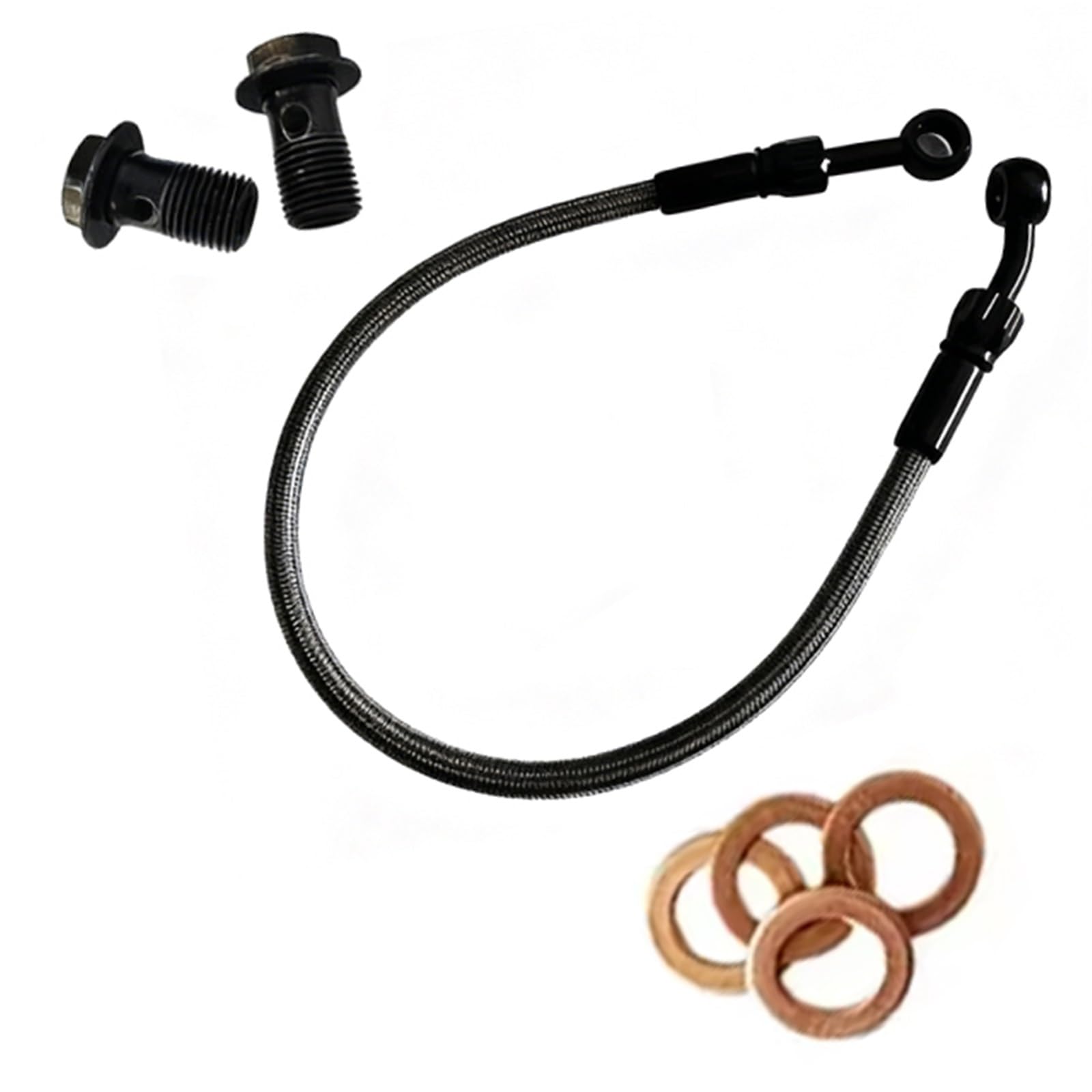Hydraulic Brake Hose Motorcycle AN3 M10 0°-45° Braided Brake Hose Fittings Hydraulic Clutch Tube Master Cylinder Oil Pipe Motocross Dirt Pit Bike Accessories(1800mm)