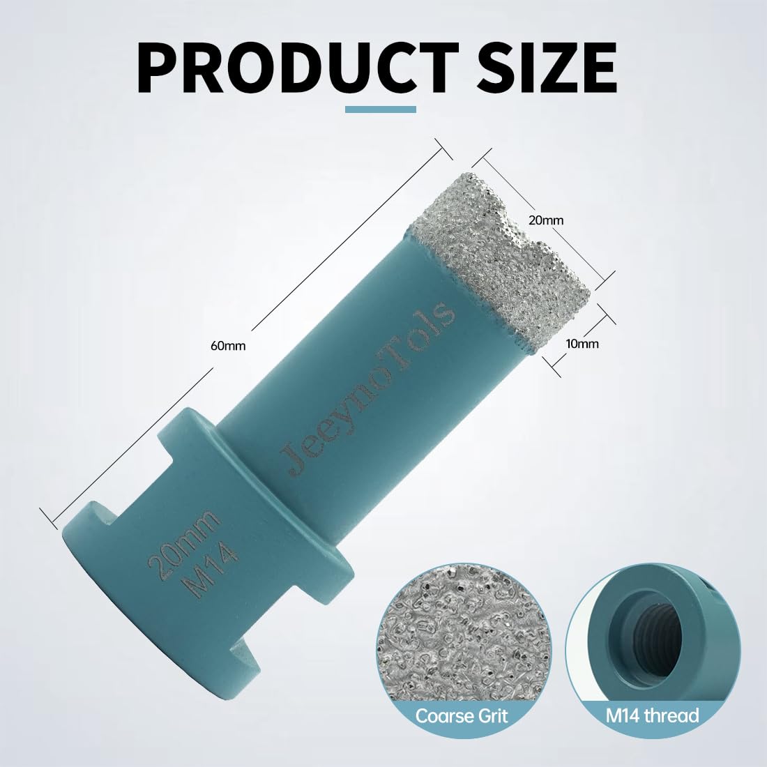 JeeynoTols Dry Diamond Core Drill Bit 20mm - Tile Drill Bit Porcelain Ceramic Tile Granite Marble Hole Saws with M14 thread - Image 4