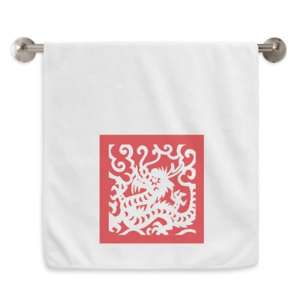 Serviette de toilette blanche dragon chine animaux zodiaque essuie-mains 13X29 pouces