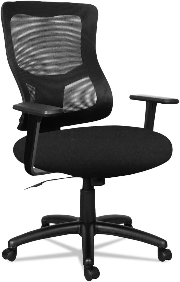 AleraALEELT4214F Elusion II Series Mid-Back Swivel/Tilt Mesh Chair with Adjustable Arms - Black