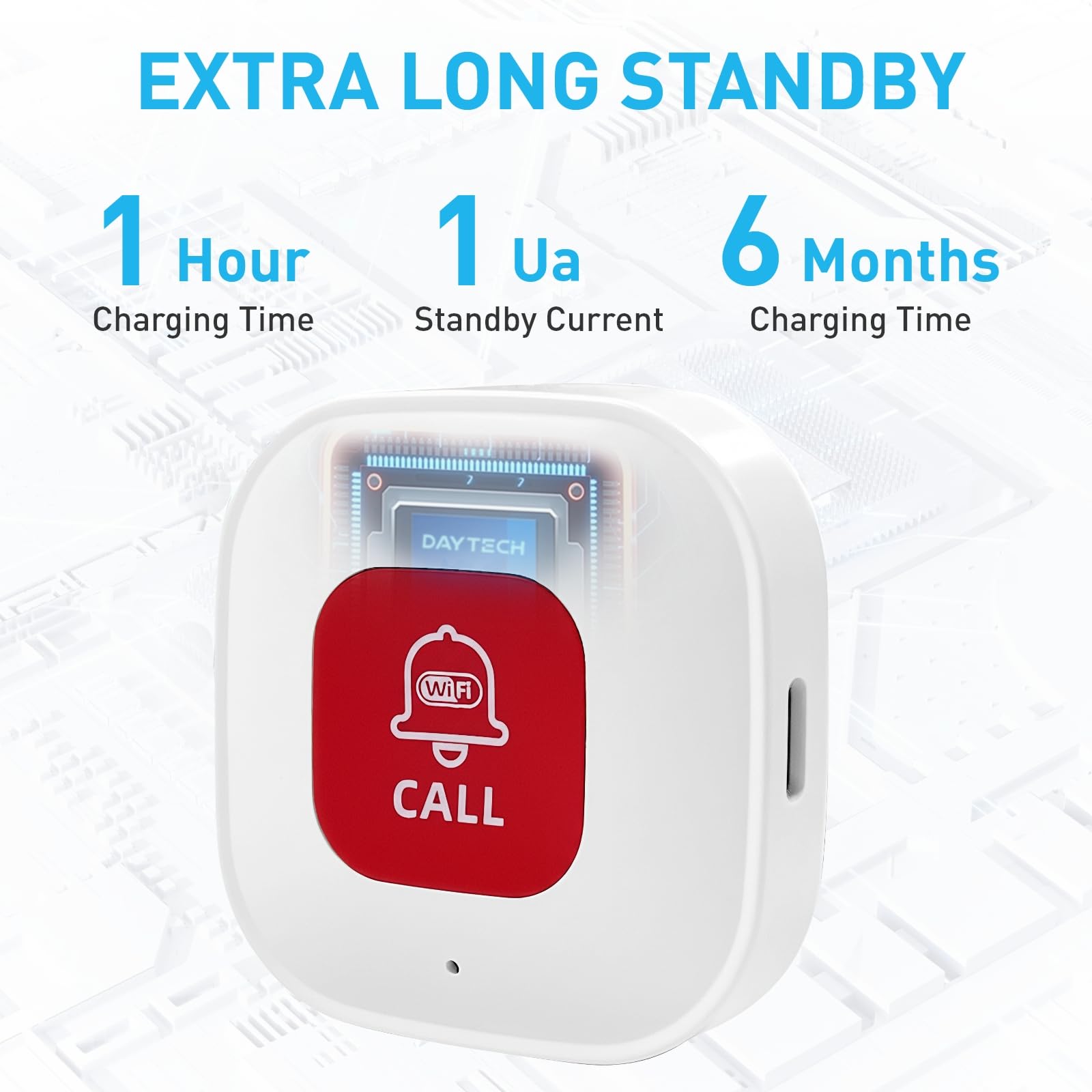 DAYTECH Tuya WiFi Smart SOS Chiamata Button, Wireless Panic Button, Allarme Personale per Anziani Anziani Pazienti Disabili Disabili Disabili, 2 Pulsanti di Emergenza Ricaricabili, Supporta Solo