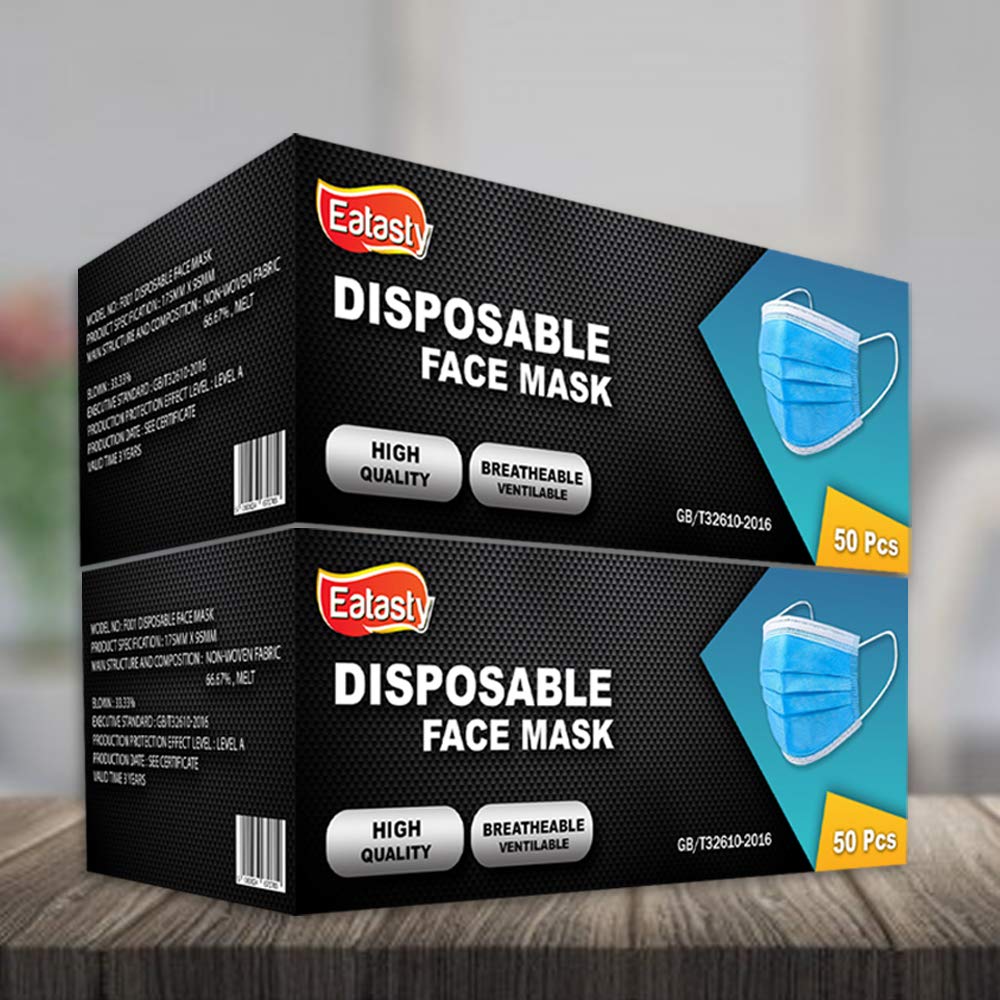 Disposable Blue Face_mask | Breathable Triple Layer Mouth Cover with Elastic Ear loops| UK Seller