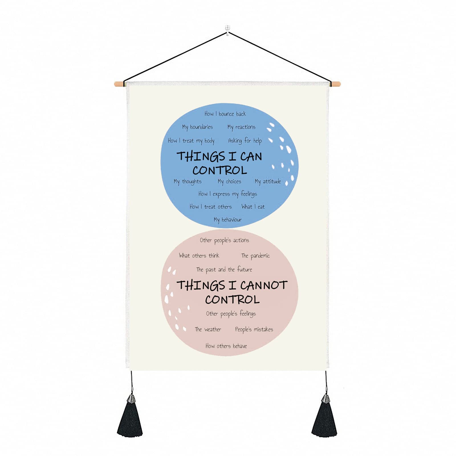 Circle of Control Things I Can Control Psychotherapy Self Care Poster Mental Health Tapestry Therapy Office Decor Wall Hanging Scroll Painting Artwork Wall Art Kids Behavior Chart for School Classroom