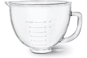 KitchenAid Replacement Glass Bowl with Measurement Markings, Microwave and Refrigerator Friendly (4.5/5QT)