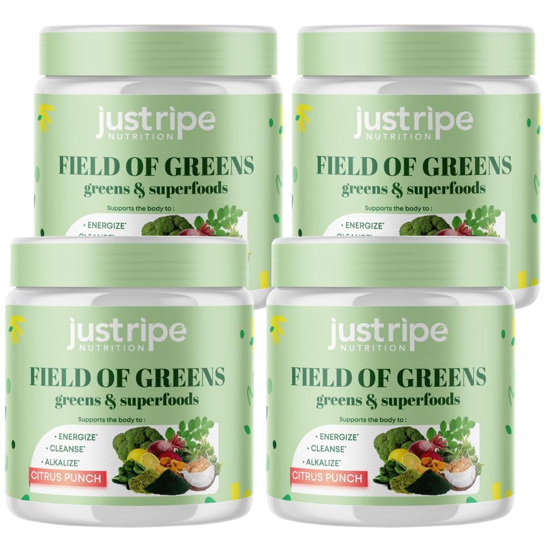 Field of Greens Superfood Powder with Organic Spirulina, Chlorella, Beet Root Powder - Bacillus Coagulans Probiotic, A Plant-Based Mix Supporting Gut Health, Immunity, Bloom into Health, 28 scoops (4)