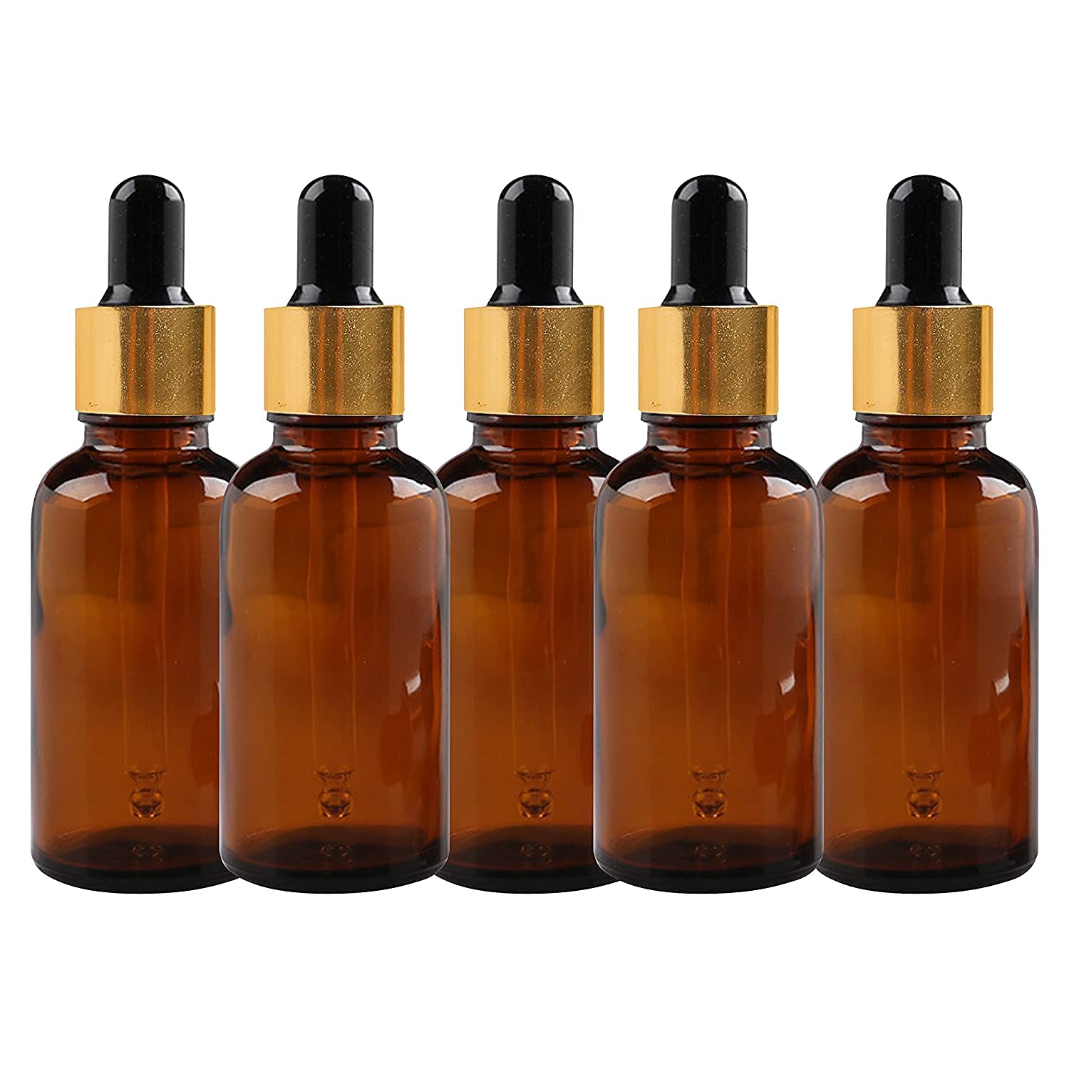 Pack of 5PCS 30ML Amber Round Empty Glass Bottle with Euro Dropper,Black Sealable Cap and Stopper for Essential Oils, Blends, DIY Skincare, Cosmetics, Refillable Bottle for Beauty Products-image-40