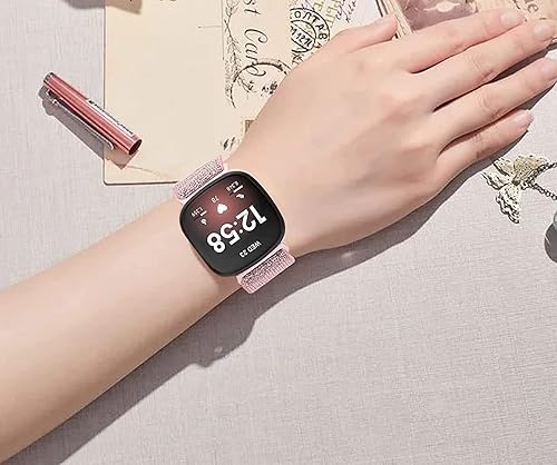Miniatura 4 de Nigaee Bandas elásticas de nailon y correas de silicona de encaje compatibles con Fitbit Versa 3Versa 4SenseSense 2, correas de repuesto ajustables