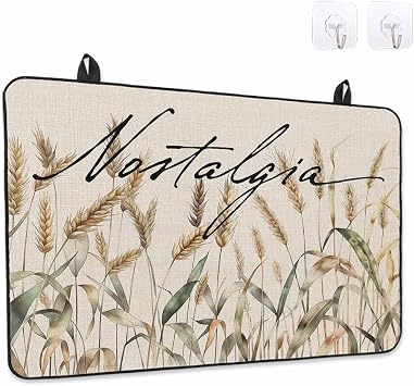 Retro Fall Stove Top Covers for Electric Stove, Simple Wheat Hand Painting Nostalgia Linen Glass Ceramic Stove Cover Foldable Rubber Mat Heat Resistant Cooktop Protector for Kitchen 31x24