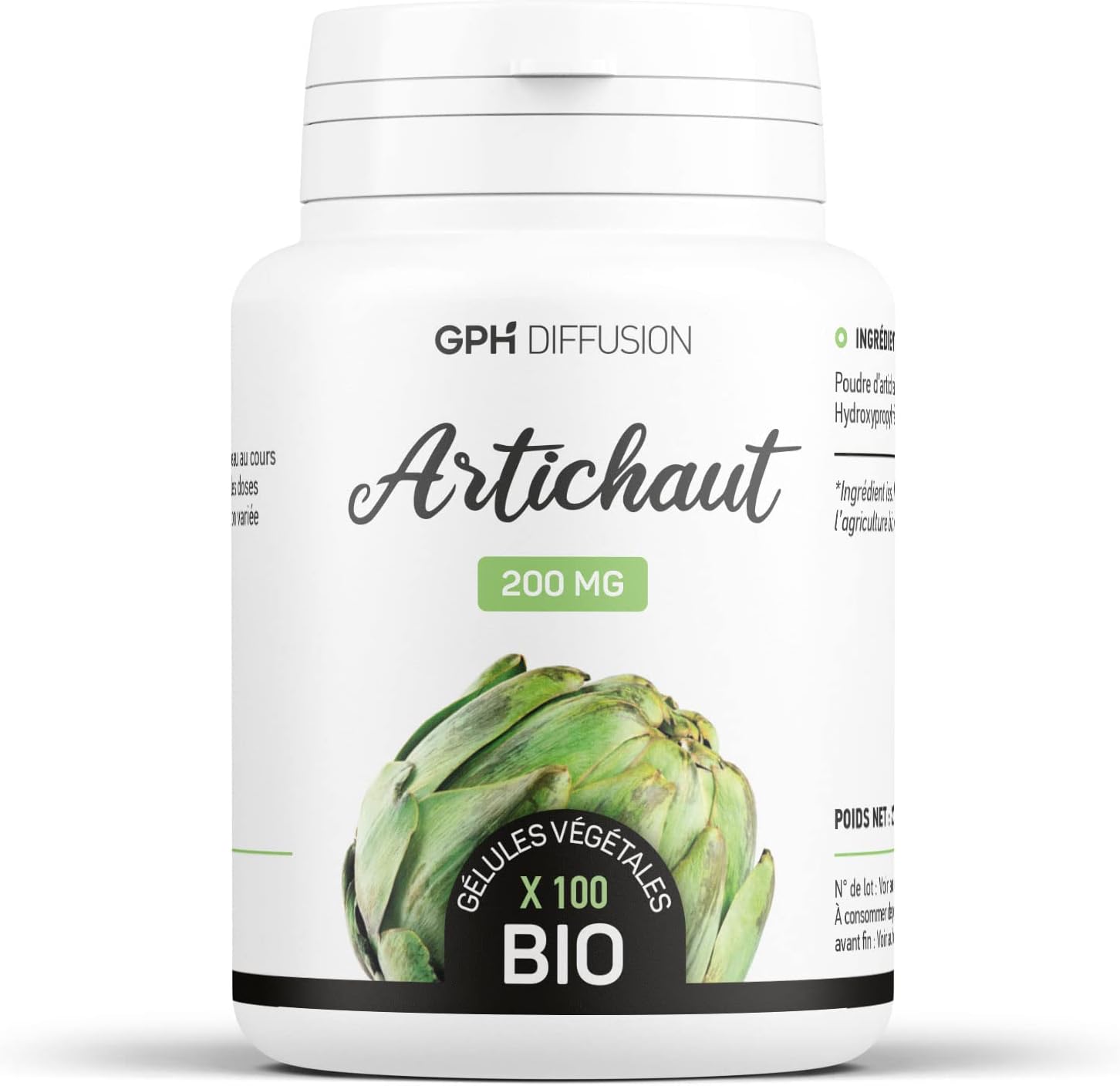 Organic Leaf Artichoke 200 mg – 100 Vegetable Capsules