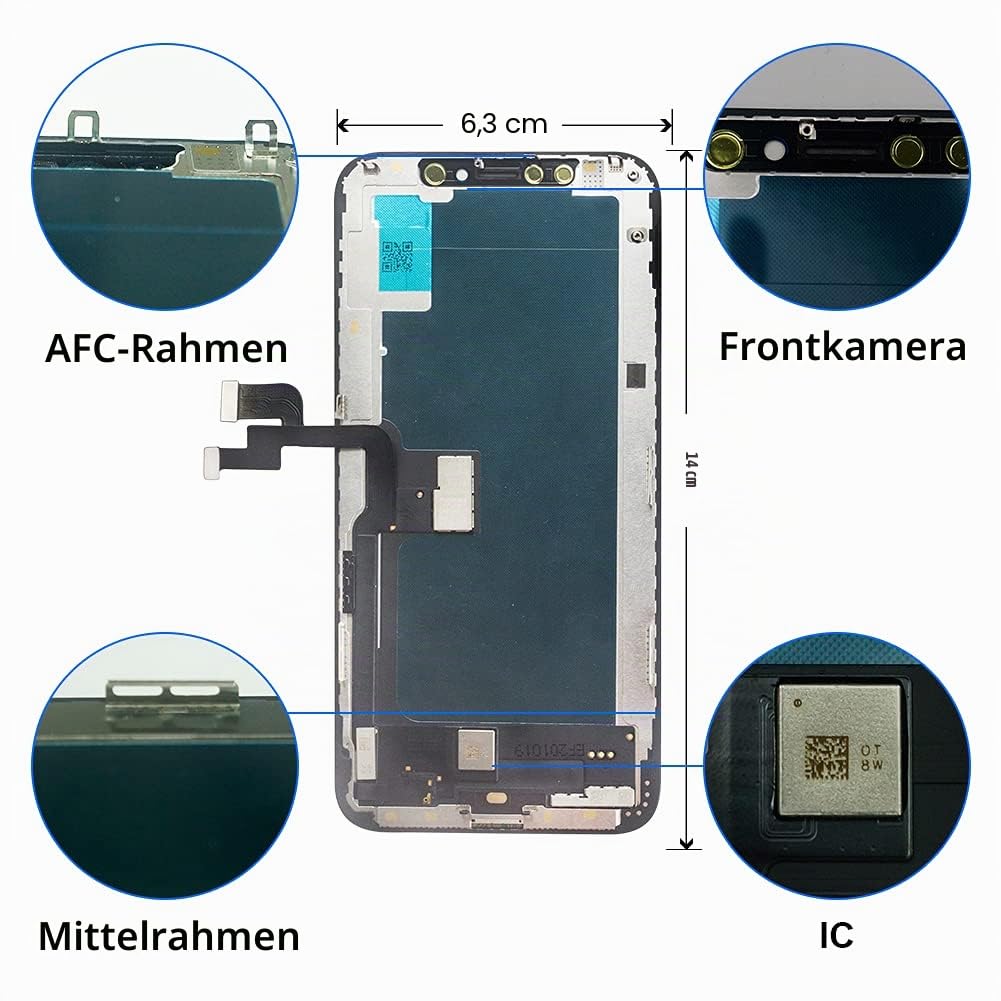 EFAITHFIX für iPhone XS Display OLED Ersatz Bildschirm 5,8" Full HD 3D Touchscreen Digitalisierer mit Reparaturset, Wasserfester Klebstoff und Gehärtetes Glas Für Modelle A1865/A1901/A1902